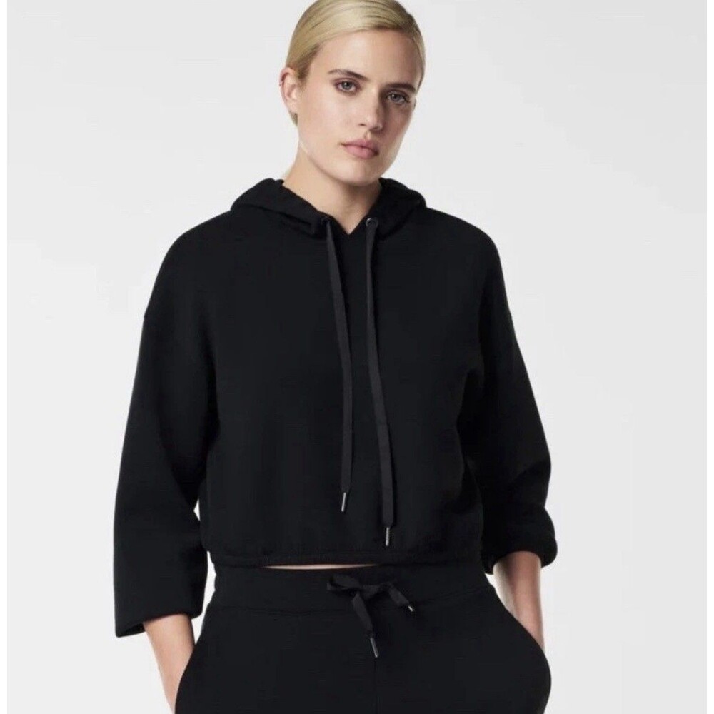 SPANX Air Essentials Cropped Hoodie Powder White Women’s Large NWT Pullover